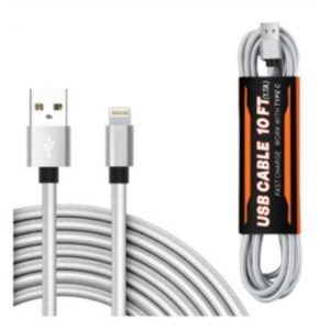 APPLE CABLES 10FT USB Cable For IOS In Silver- SKU:DC35-8P10FTSL