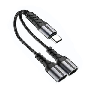 USB C Splitter 1 in 2 Out HiFi Audio Adapter, Dual USB C Headphone and Charger Adapter Support PD Charging Port, Compatible with iPhone 17/16/15 Series, Galaxy S25/S24/S23 and More