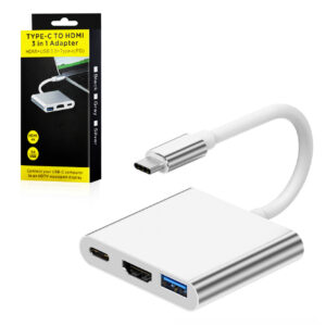 Type-C to HDMI 3 In 1 Adapter in Silver SKU:AD08-PDTYPEC3IN1SL