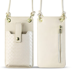 Reiko Leather Crossbody Phone Wallet Large Purse In Whiteâ€¢?Ã¶7.0 INCH)