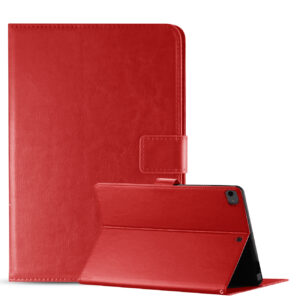 Reiko Leather Folio Cover Protective Case for 8" iPad mini 4/5/6 In Red