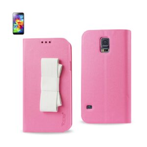 REIKO SAMSUNG GALAXY S5 FOLIO WALLET CASES-PINK WHITE (FC30-SAMS5PKWH)