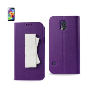 REIKO SAMSUNG GALAXY S5 FOLIO WALLET CASES-PURPLE WHITE (FC30-SAMS5PPWH)
