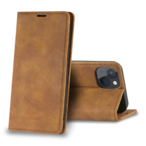 Magnetic wallet  Leather phone case For Apple iPhone 13 Mini (Brown) (FC34-IPH13MINIBR)