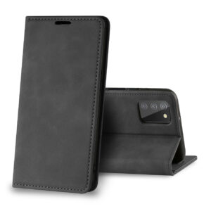 Magnetic wallet  Leather phone case For Samsung Galaxy A02S (Black) (FC34-SAMA02SBK)