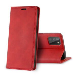 Magnetic wallet  Leather phone case For Samsung Galaxy A02S (Red) (FC34-SAMA02SRD)