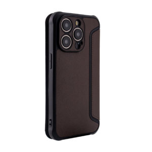 Magnetic wallet Leather phone case For Apple iPhone 15 PRO In Brown (FC36-IPH15PROBR)