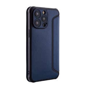 Magnetic wallet Leather phone case For Apple iPhone 15 PRO MAX In Navy (FC36-IPH15PROMAXNV)