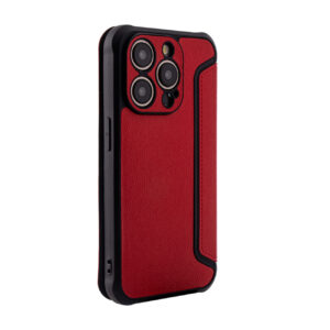 Magnetic wallet Leather phone case For Apple iPhone 15 PRO In Red (FC36-IPH15PRORD)