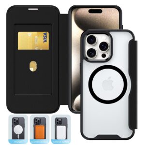 PU Leather Magnetic Flap Phone Case with Magsafe In Black For iPhone 16 (FC37-IPH16BK)