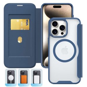 PU Leather Magnetic Flap Phone Case with Magsafe In Navy For iPhone 16 Pro Max (FC37-IPH16MAXNV)