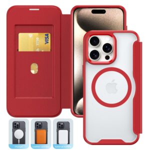 PU Leather Magnetic Flap Phone Case with Magsafe In Red For iPhone 16 Pro Max (FC37-IPH16MAXRD)