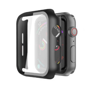 Full Cover tempered glass screen protector with pc case  for Apple Watch 40 mm  In Balck