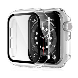 Full Cover tempered glass screen protector with pc case  for Apple Watch 40 mm  In Clear