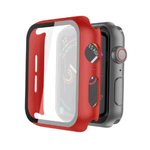 Full Cover tempered glass screen protector with pc case  for Apple Watch 40 mm  In Red