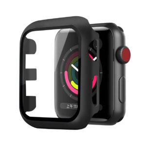 Full Cover tempered glass screen protector with pc case  for Apple Watch 42 mm  In Balck