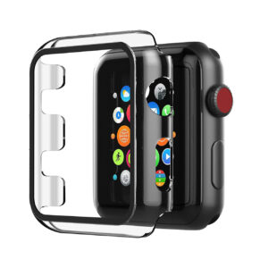 Full Cover tempered glass screen protector with pc case  for Apple Watch 42 mm  In Clear