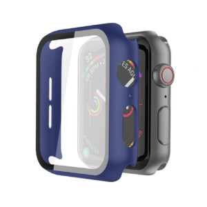 Full Cover tempered glass screen protector with pc case  for Apple Watch 44 mm  In Navy