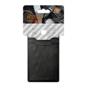 Leather Adhesive Pocket Card Holder with Two Slots In Black  SKU:HLD18-UNI02BK