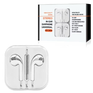 3.5mm Circular Earbuds with Mic and Volume Control In Silver (12pcs) HS72-35MMSL