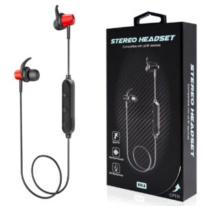 Magnetic Bluetooth Earphone Headset With Mic In Red HSBT01-UNIRD