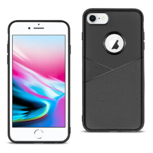 Reiko iPhone 7/8/SE2 TPU Leather feel Case Leather Fit Flexible Slim Premium Case in Black