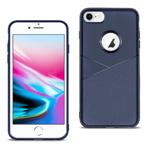 Reiko iPhone 7/8/SE2 TPU Leather feel Case Leather Fit Flexible Slim Premium Case in Blue