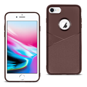 Reiko iPhone 7/8/SE2 TPU Leather feel Case Leather Fit Flexible Slim Premium Case in Brown