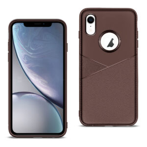 APPLE IPHONE XR TPU Leather feel Case Leather Fit Flexible Slim Premium Case in Brown