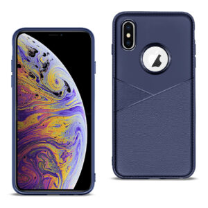 APPLE IPHONE XS MAX TPU Leather feel Case Leather Fit Flexible Slim Premium Case in Blue