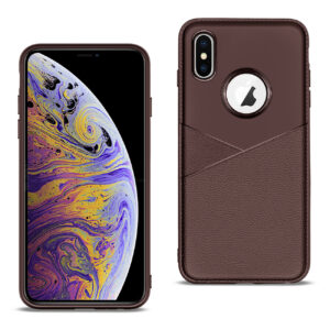 APPLE IPHONE XS MAX TPU Leather feel Case Leather Fit Flexible Slim Premium Case in Brown