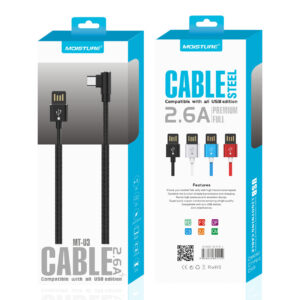 Moisture 2.6A Premium Full Steel USB TO Type C Cable In Black