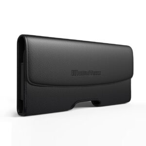 MV Horizontal Leather Pouch With Card Holder In Black (5.8X3.2X0.7 Inches)