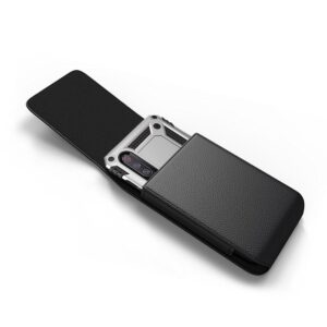 MV Vertical Leather Pouch With Magnetic Closure and Belt Loop In Black (6.6 x 3.5 x 0.7 Inches)