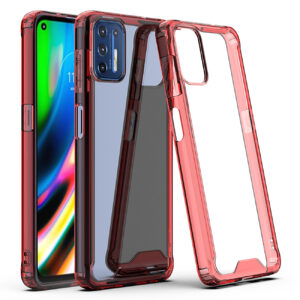 Moto G9 Plus High quality TPU Bumper and Clarity PC Case In Red