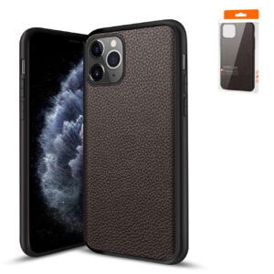 Reiko Premium PU Leather Outside and Flexible TPU Silicone Hybrid Slim Case for IPhone 11 PRO