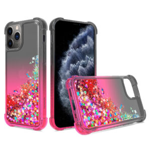 Shiny Flowing Glitter Liquid Bumper Case For APPLE IPHONE 11 PRO MAX In Black