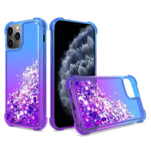 Shiny Flowing Glitter Liquid Bumper Case For APPLE IPHONE 11 PRO MAX In Blue