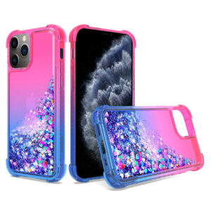Shiny Flowing Glitter Liquid Bumper Case For APPLE IPHONE 11 PRO MAX In Pink