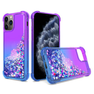 Shiny Flowing Glitter Liquid Bumper Case For APPLE IPHONE 11 PRO MAX In Purple