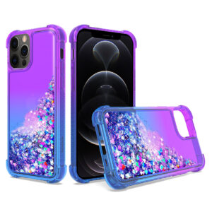 Shiny Flowing Glitter Liquid Bumper Case For APPLE IPHONE 12 PRO MAX In Purple