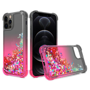 Shiny Flowing Glitter Liquid Bumper Case For APPLE IPHONE 12/IPHONE 12 PRO In Black