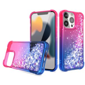 Shiny Flowing Glitter Liquid Bumper Case For APPLE IPHONE 13 PRO  In Pink