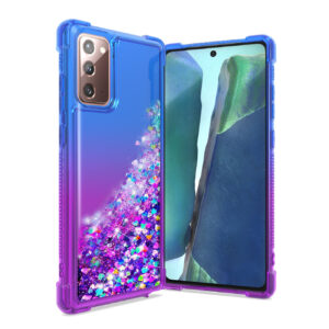 Shiny Flowing Glitter Liquid Bumper Case For SAMSUNG GALAXY NOTE 20 In Blue
