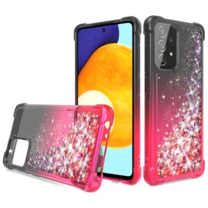 Shiny Flowing Glitter Liquid Bumper Case For Galaxy A52 5G In Black