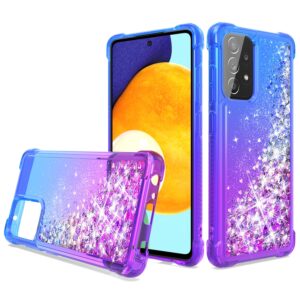 Shiny Flowing Glitter Liquid Bumper Case For Galaxy A52 5G In Blue