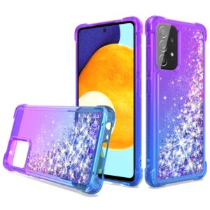Shiny Flowing Glitter Liquid Bumper Case For Galaxy A52 5G In Purple