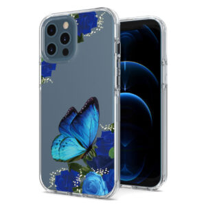 Pressed dried flower Design Phone case for APPLE IPHONE 12 PRO MAX in Blue