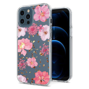 Pressed dried flower Design Phone case for APPLE IPHONE 12 / IPHONE 12 PRO in Pink
