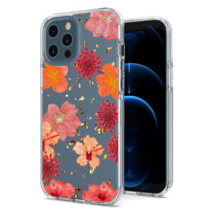 Pressed dried flower Design Phone case for APPLE IPHONE 12 / IPHONE 12 PRO in Red